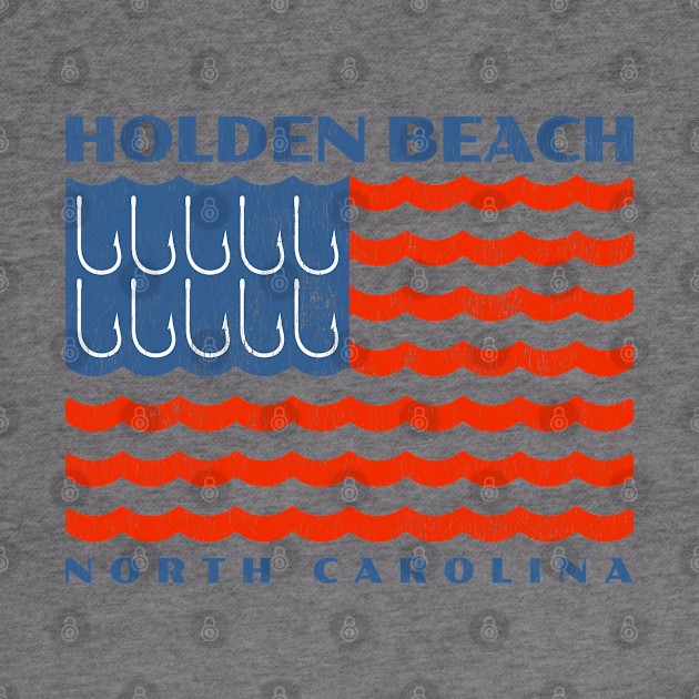 Holden Beach, North Carolina Fishing Flag by Contentarama